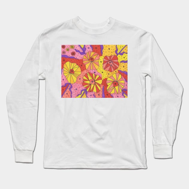 Galactic Garden Space Flower Abstract Long Sleeve T-Shirt by DanielleGensler